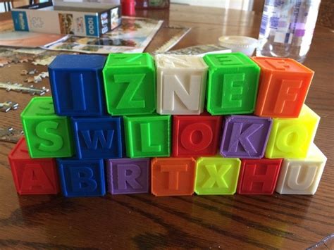 Each letter template is in black outline with grey shades on the sides of. 3D Printed Alphabet Blocks by the_trapper | Pinshape