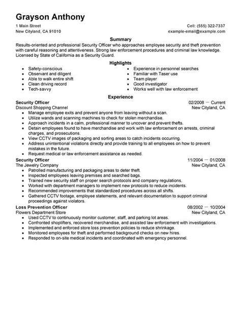 Resumes of security guards display responsibilities such as reporting vandalism, presence of unauthorized persons. Security Officers Resume Examples - Free to Try Today | MyPerfectResume | Security resume ...