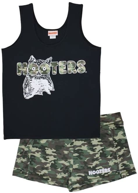 Hooters Women S Tank And Shorts Set Camouflage With Hootie The Owl Size Medium