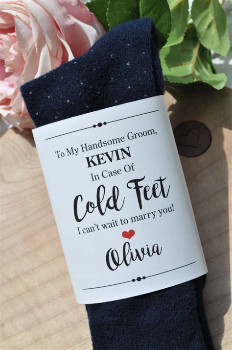 Wrapping tissue, twine, tape, scissors, decoration (optional). In Case of Cold Feet Label, Wedding Cold Feet Sock Wrap ...