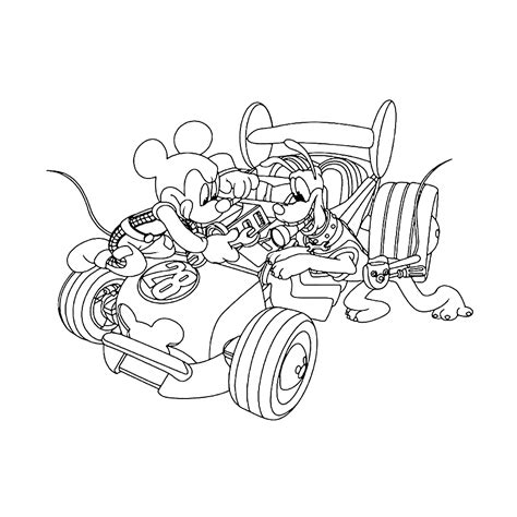 Leuk voor kids Mickey en Pluto sleutelen aan de racer