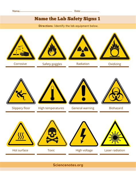 Lab Safety Signs Worksheets