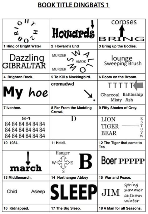 50 Easy Dingbats Quiz Easy James Crossword Puzzles