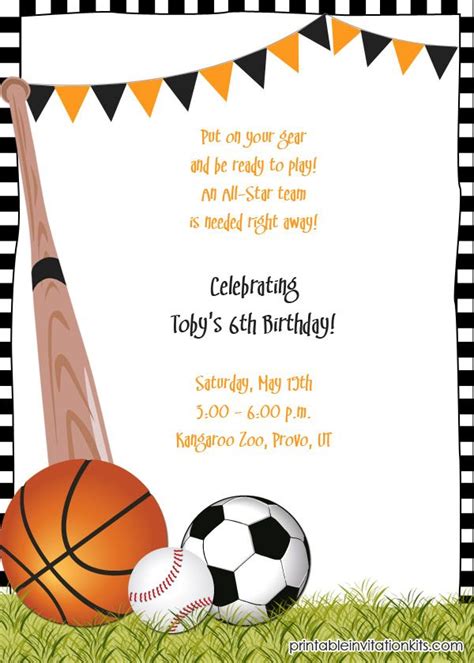 Free Printable Sports Birthday Invitations Printable Templates By Nora