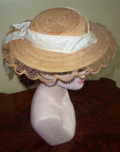 original civil war era straw hat as is c 1860 historical hats victorian hats hats vintage