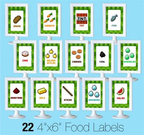 Minecraft Food Labels Party Diy Printable By Creativelittlestars 200