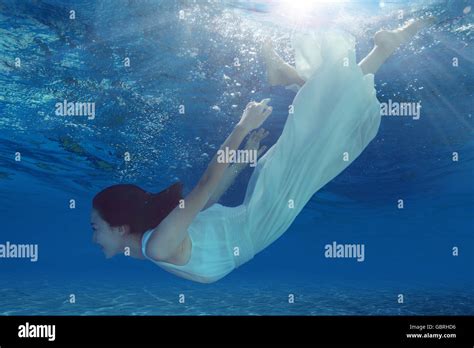 Beautiful Young Women Under The Water Stock Photo Alamy
