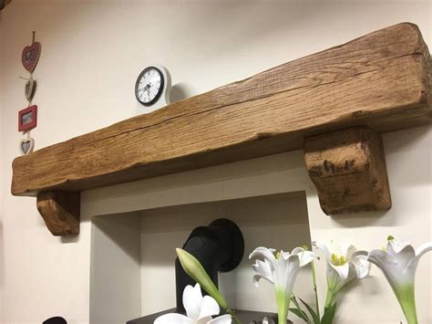 Waney edge rustic curved corbel oak beam mantel shelf | oak fire surrounds. rustic oak beam floating mantle(6" x 6") with oak corbel ...