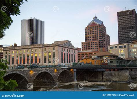 Rochester Ny Downtown Stock Photo Image Of River Sunset 192027188