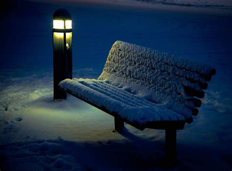 Snow On Brown Wooden Bench Hd Wallpaper Wallpaper Flare