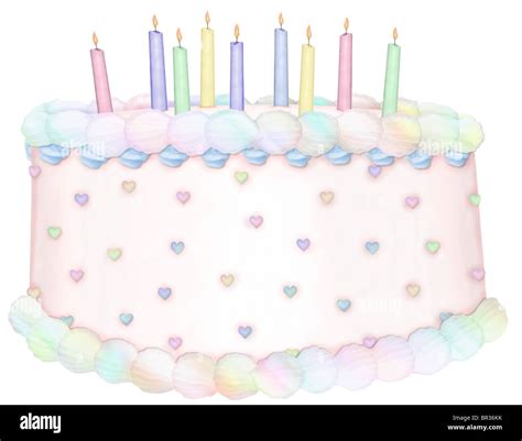 A Pretty Birthday Cake With Nine Candles Stock Photo Alamy