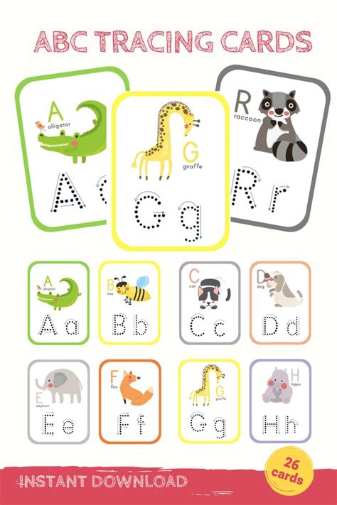 Alphabet Tracing Printable Flashcards Abc Handwriting Practice For