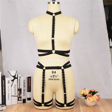 jlx harness sexy body harness belt fetish wear cage bra fashion body harness gothic gold ring