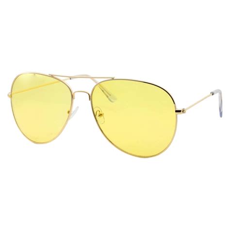 Mens Large Aviator Yellow Lens Sunglasses Colored Tint Lens Driving Night Time Ebay