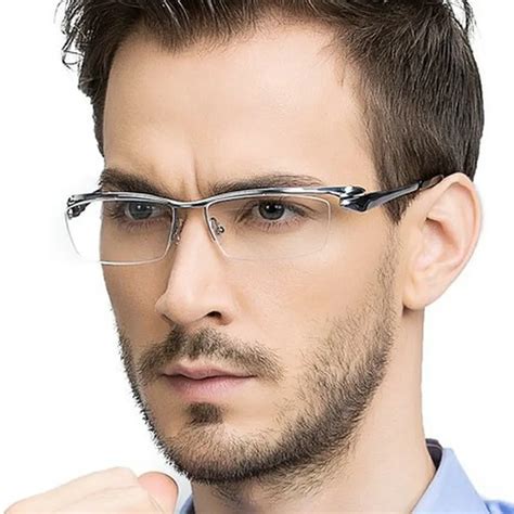 Mincl Brand Pure Titanium Ultra Light Tint Glass Men Stylish Eye Glasses Frame Diamond Trimmed