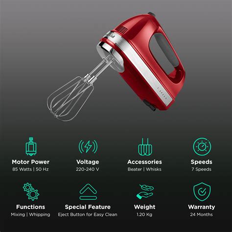 Buy Kitchenaid 85 Watt 7 Speed Hand Mixer With 3 Attachments Soft