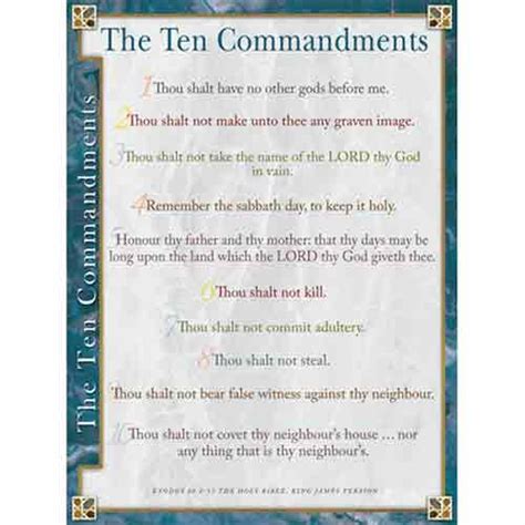 The Ten Commandments Kjv Wall Chart