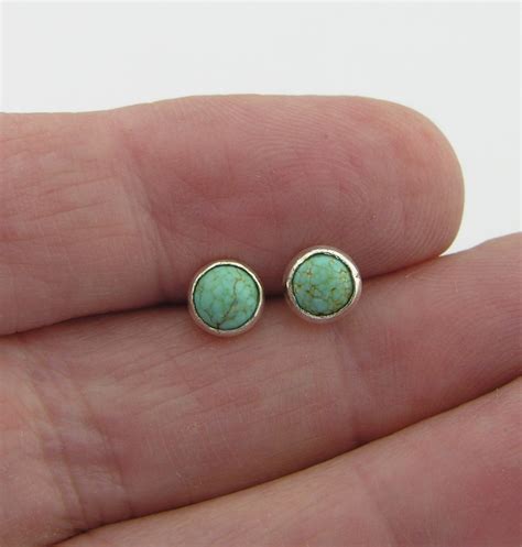 Turquoise Post Earrings Light Blue Green Turquoise Stud Post Sterling
