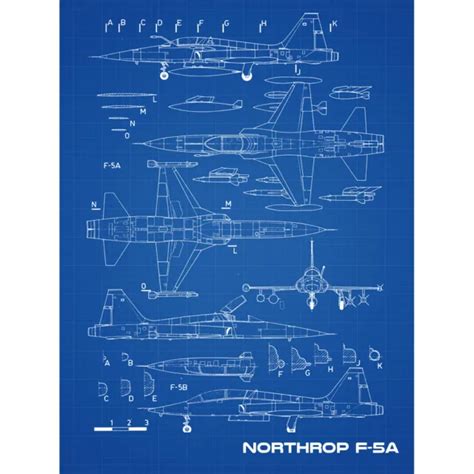 Northrop F A Freedom Fighter Us Plane Blueprint Plan Canvas Art Print Poster Picclick Uk