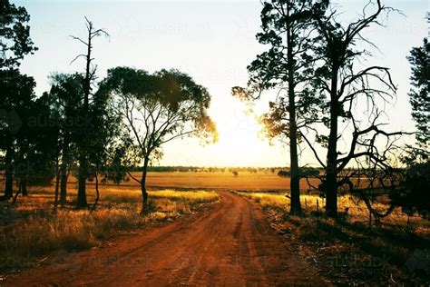 Image Of Dirt Road At Sunset Austockphoto