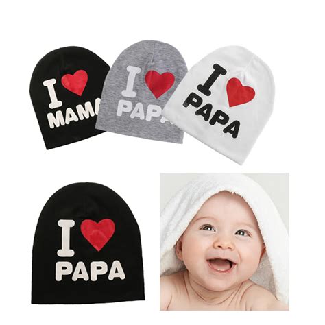 1 Pcs Cute Baby Cap Fashion Warm I Love Mamapapa Baby Boy And Girls Knitted Cotton Beanie Cap
