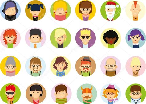 Set Of Vector Cute Character Avatar Icons In Flat Design Premium Vector