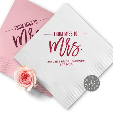 Personalized Bridal Shower Napkins From Miss To Mrs Party Etsy