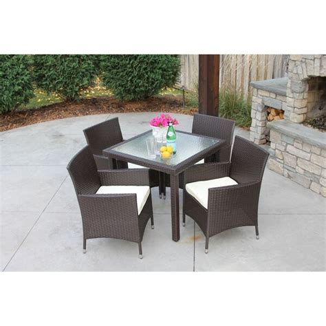Shop 5 Piece Brown Wicker Outdoor Dining Set With Square Wicker