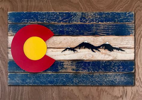 Colorado Wood Flag 13x23 Colorado Wall Art Etsy Wood Flag Colorado