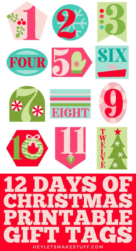 Free Printable 12 Days Of Christmas Tags Printable Templates By Nora