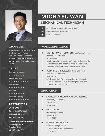 Worked in sales to bring in large contracts such as samsung, cvs, ahs, etc. Free Mechanic Resume Template | Engineering resume ...