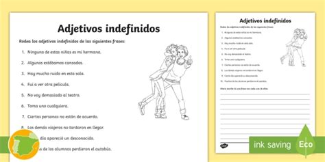 Ficha De Actividad Los Adjetivos Indefinidos