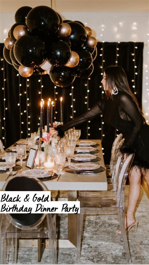 Black And Gold Birthday Dinner Party Chic Birthday Dinner Tablescape