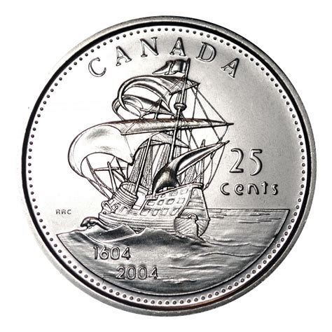 2004 P 1604 Canadian 25 Cent Ile St Croixfirst French Settlement