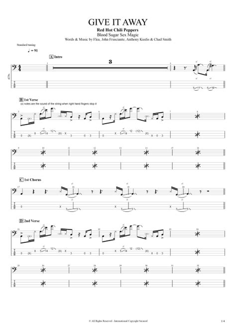 Give It Away Tab By Red Hot Chili Peppers Guitar Pro Full Score