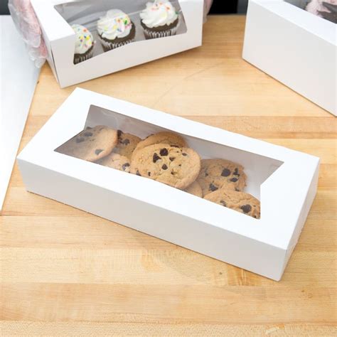 Bakery Box 12 X 5 X 1 5 With Window In White Cardboard Window Cookies