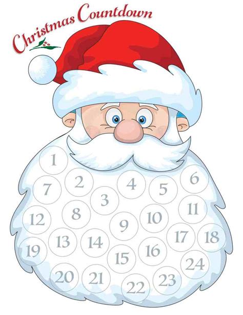 Santa Beard Countdown Calendar Free Holiday Fun For The Kids