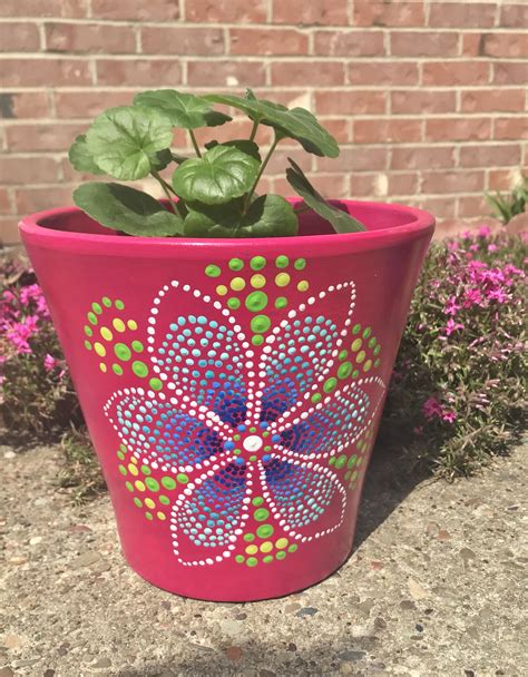 Hand Painted Terra Cotta Pot Flower Pot Crafts Diy Flower Pots Flower