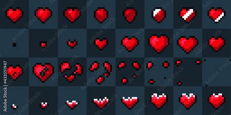 Heart Pixel Art Animation Isolated Vector Illustration Of Mobile Or Pc