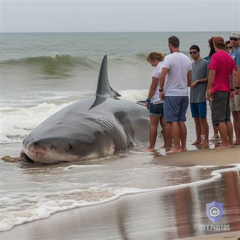 Obx Live 03 25 Giant Great White Shark Washed Out On The