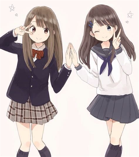 Anime Friends School Girls Kawaii Écolière Anime Manga Kawaii