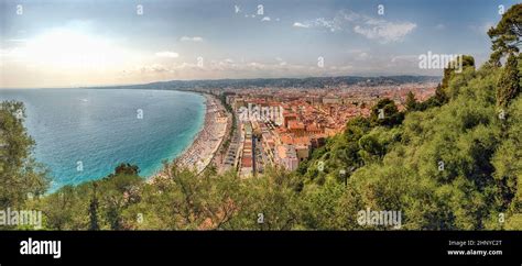 Panoramic Aerial View Of The Waterfront And The Promenade Des Anglais