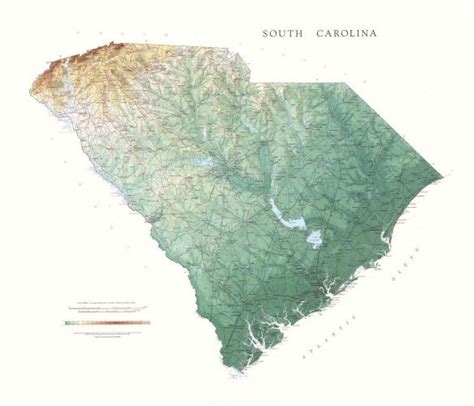 South Carolina Physical Wall Map By Raven Maps