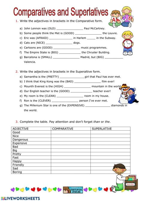 Comparative Adjectives Worksheets 2nd Grade