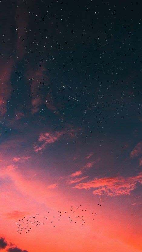 Sunset Sky Stars Clouds Meteor Of Space Iphone Wallpaper