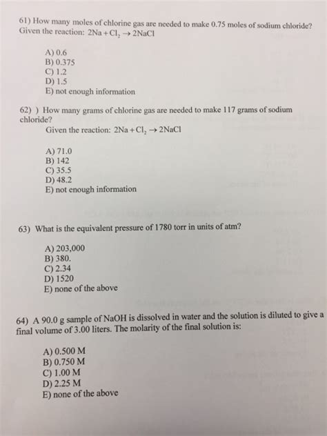 Is chlorine gas man made? Solved: 61) How Many Moles Of Chlorine Gas Are Needed To M ...