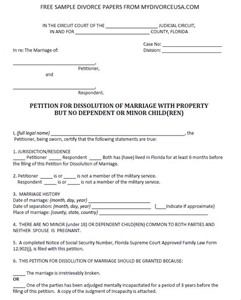 Instantly download your court approved fill in the blank printable divorce forms with easy to understand instructions now for free! Printable Online Florida Divorce Papers & Instructions