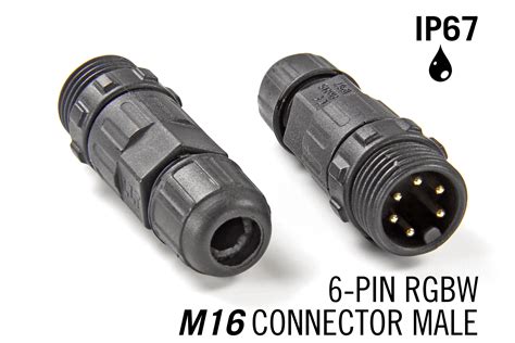 M16 6 Pin Ip67 Waterdichte Kabel Connector Male Rgbww Applampnl