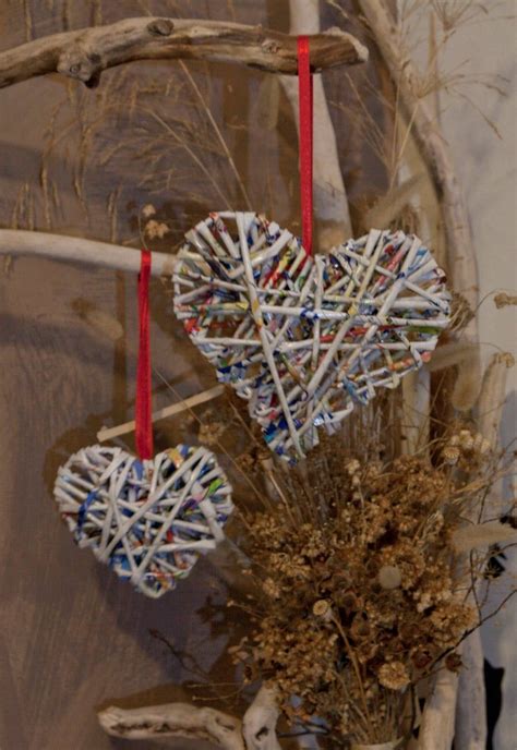 Recycled Paper Heart Decoration Valentines Day Love Etsy