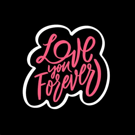 Premium Vector Love You Forever Hand Drawn Pink Color Text Romantic